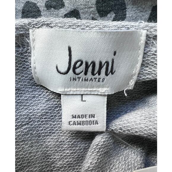 JENNI WOMENS LARGE CASUAL LOUNGE SWEATSHIRT LEOPARD ANIMAL PRINT GRAY NEW! - Picture 3 of 11